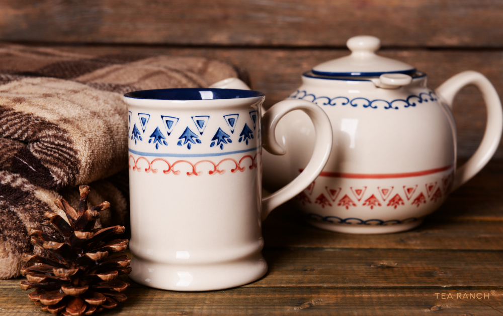 A cup of tea during change of seasons. A cup of tea celebrating the changing seasons.