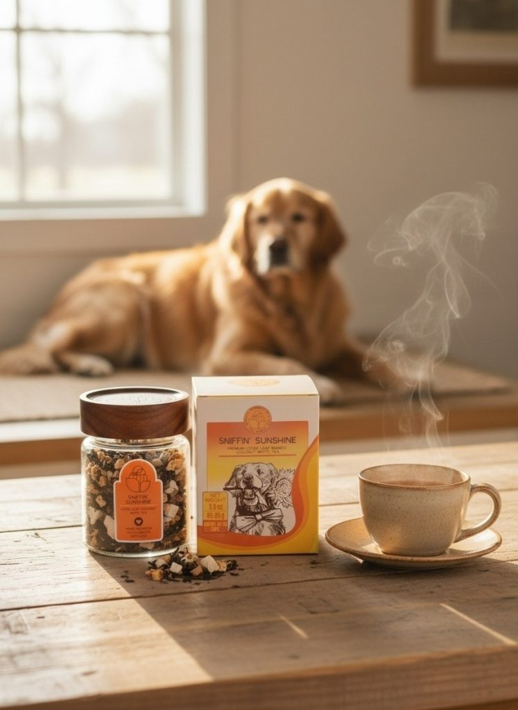 Tea Pairing Guide – Sniffin' Sunshine Mango Coconut White Tea with Tropical Fruit Sniffin' Sunshine mango coconut white loose-leaf tea paired with tropical fruit in a bright and refreshing white tea pairing.